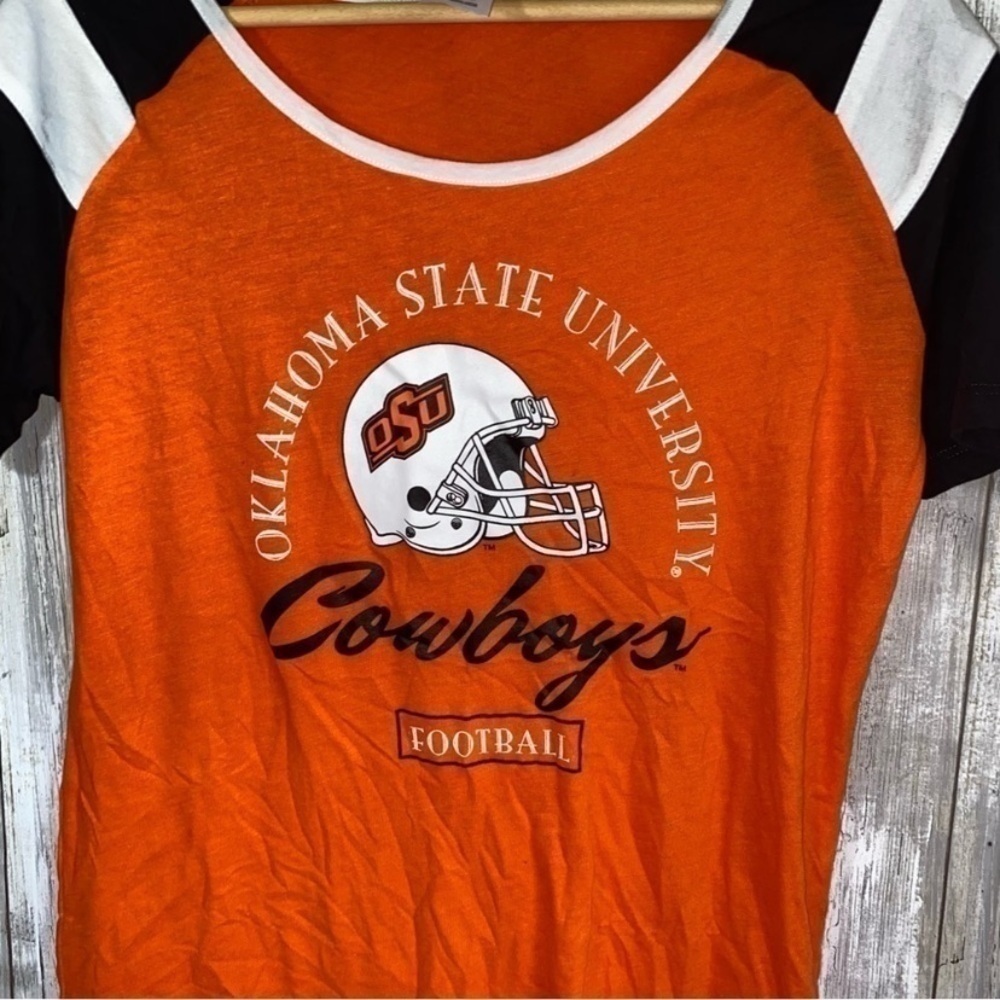 Oklahoma State Cowboys Graphic Tee Womens Large Orange Black OSU Shirt - Picture 2 of 5